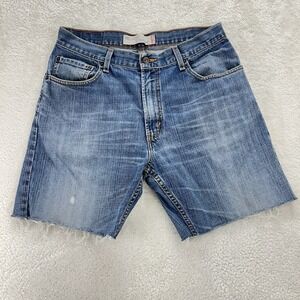 Levis 559‎ Cut Off Shorts Mens 34x7" Blue Jorts Relaxed Distressed Raw Hem